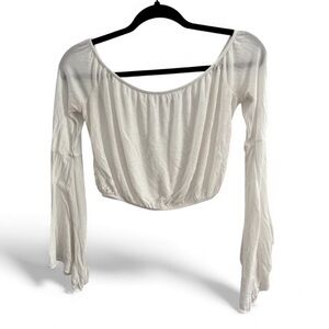 Chic White Women's Blouse with Flared Sleeves